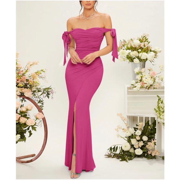 Off Shoulder Party Formal Evening Dress Wedding Prom - Picture 3 of 13